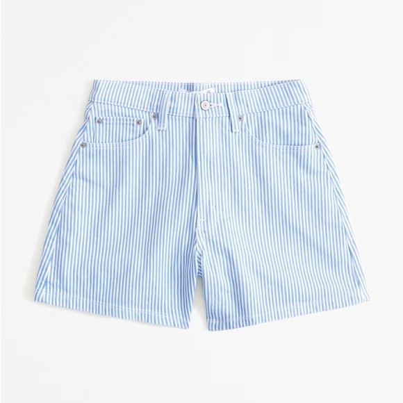 Abercrombie & Fitch Curve Love High Rise Dad Short - Blue Stripe - Picture 3 of 4